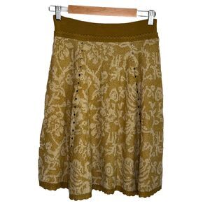 MOTH Anthropologie Floral Riveted Scalloped Midi Skater A-line Skirt Size Small